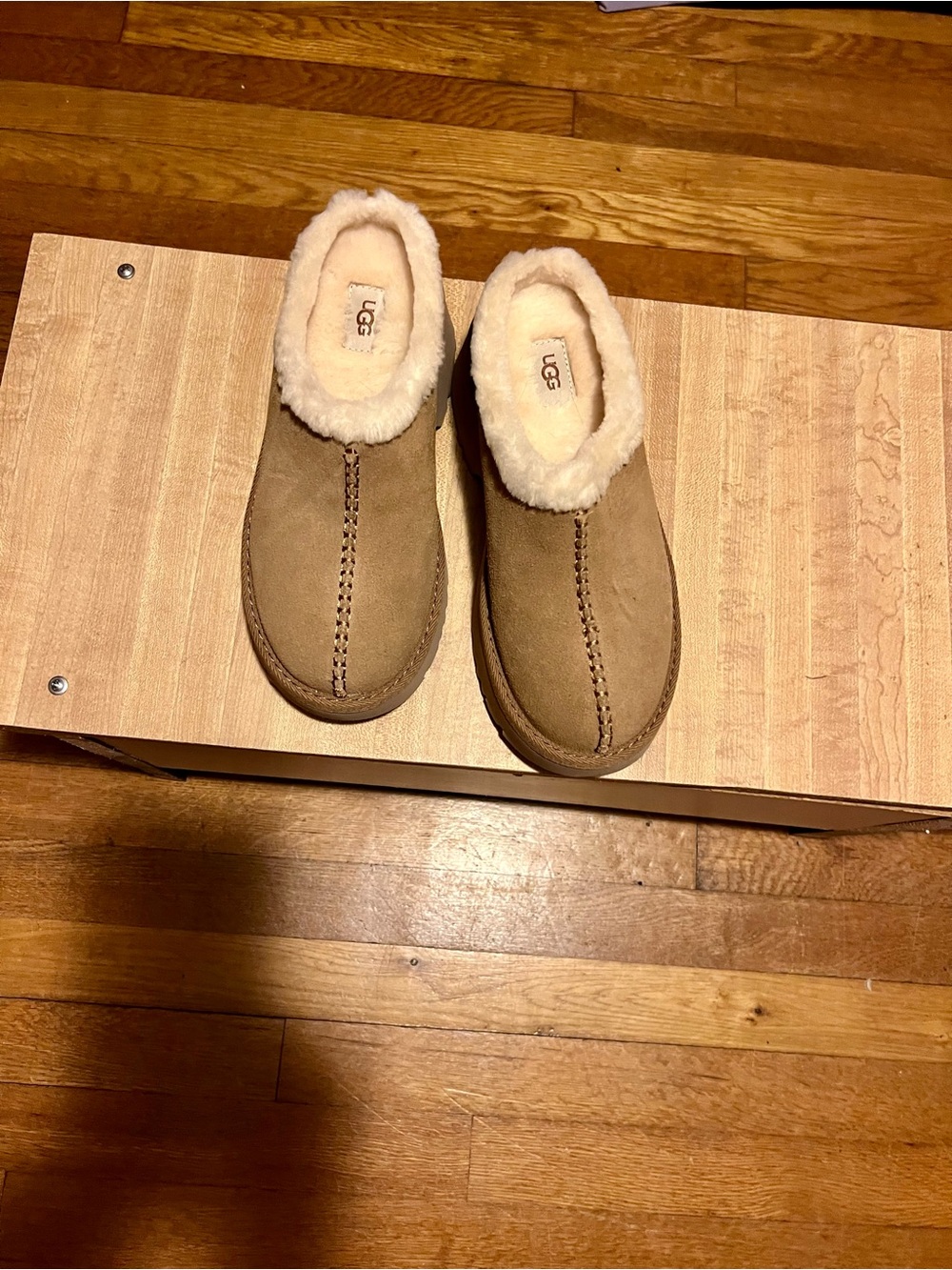 UGG Chestnut Suede Shearling-Lined Slip-Ons